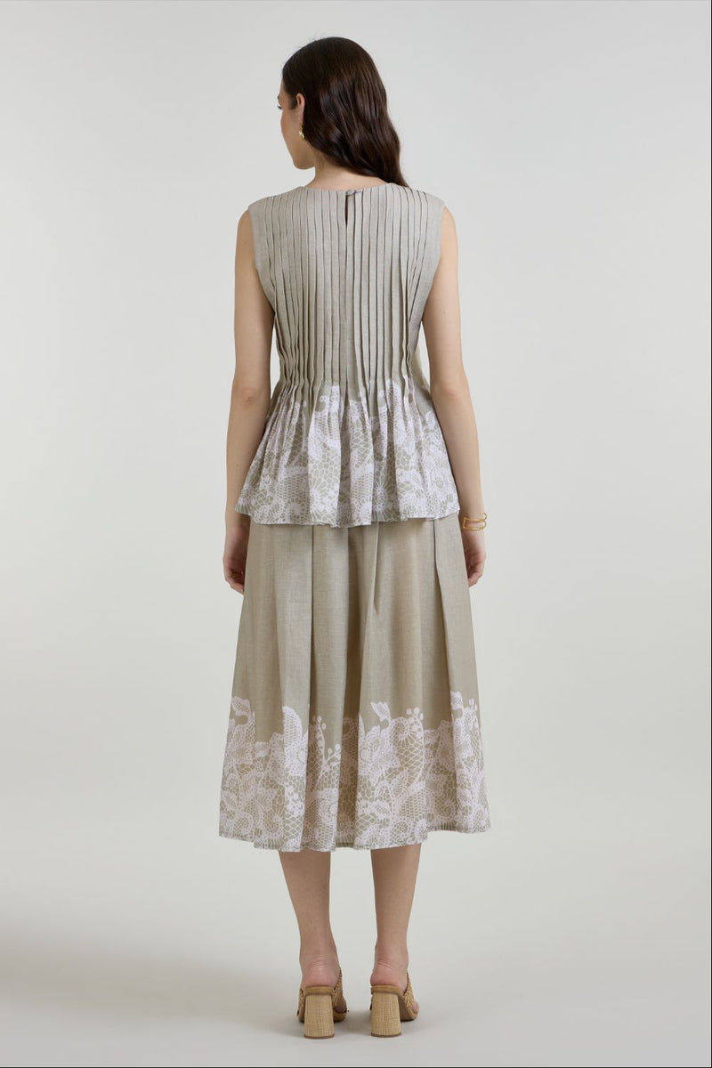 Lucy Accordian set linen co-ord set by SOBARIKO in khaki for women in Singapore