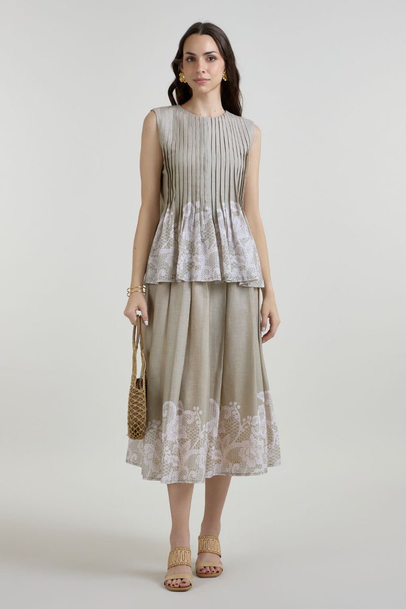 Lucy Accordian set linen co-ord set by SOBARIKO in khaki for women in Singapore