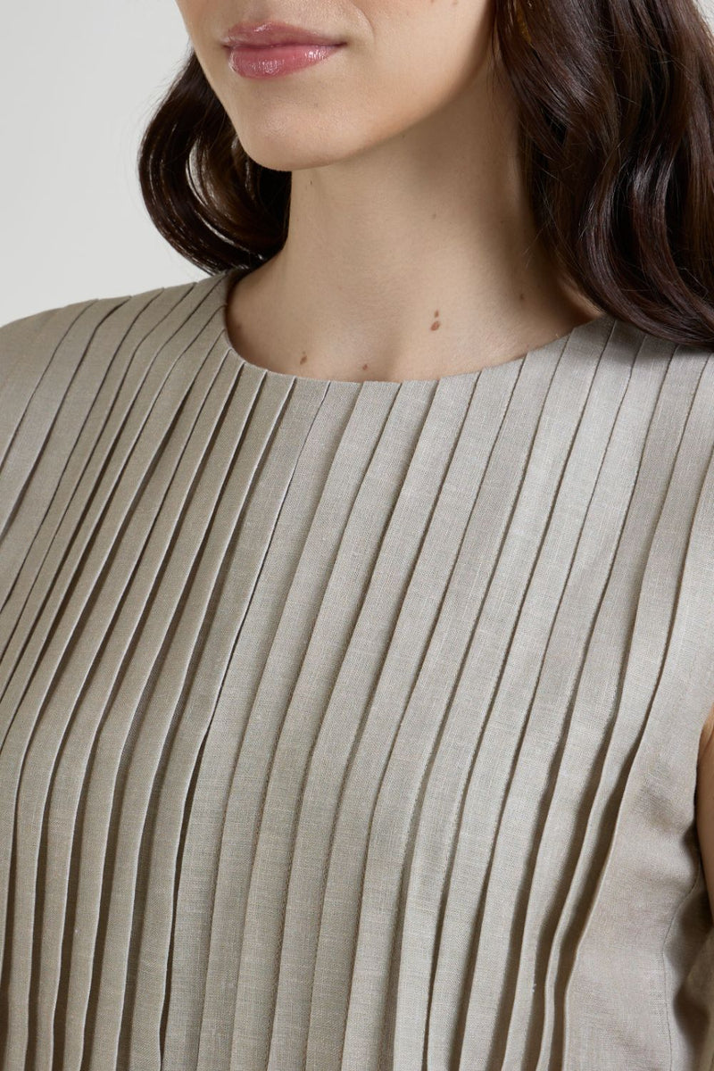 Lucy Accordian set linen co-ord set by SOBARIKO in khaki for women in Singapore