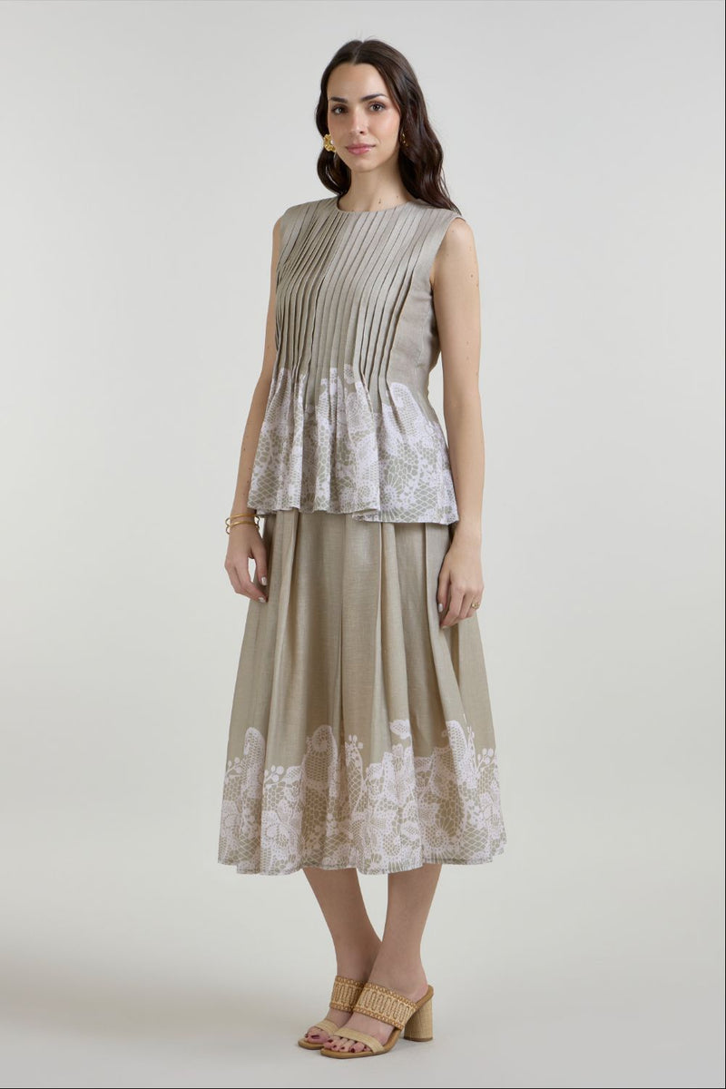 Lucy Accordian set linen co-ord set by SOBARIKO in khaki for women in Singapore