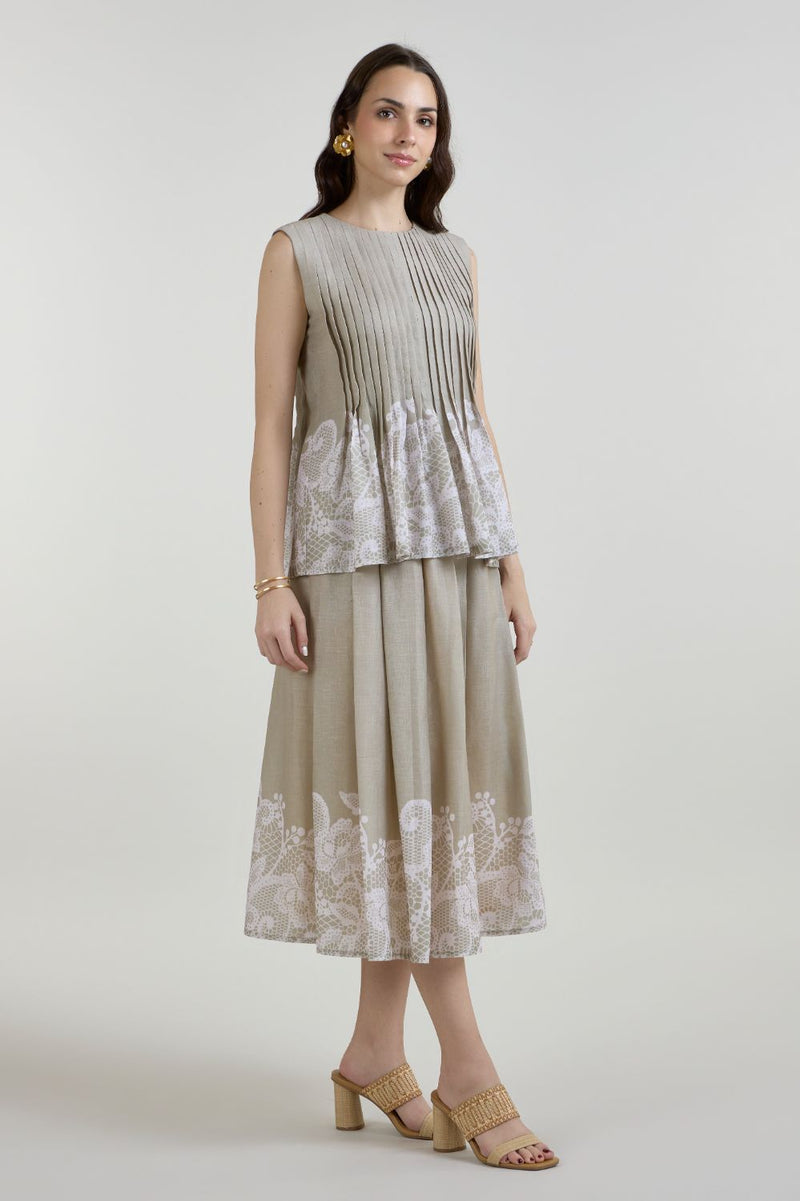 Lucy Accordian set linen co-ord set by SOBARIKO in khaki for women in Singapore