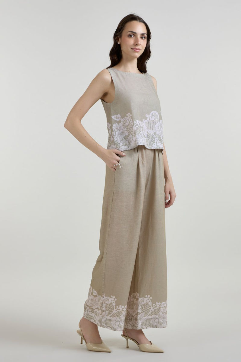 Lucy Co-ord Set linen co-ord set by SOBARIKO in khaki for women in Singapore