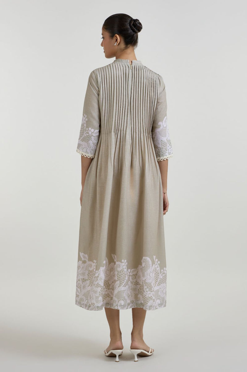 Lucy Pleated Dress linen dress by SOBARIKO for women in Singapore