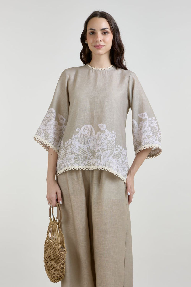 Lucy Tunic Set linen co-ord set by SOBARIKO in khaki for women in Singapore