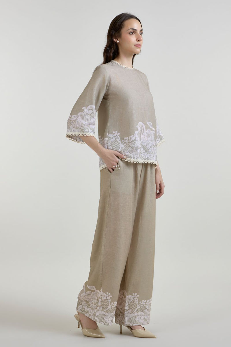 Lucy Tunic Set linen co-ord set by SOBARIKO in khaki for women in Singapore