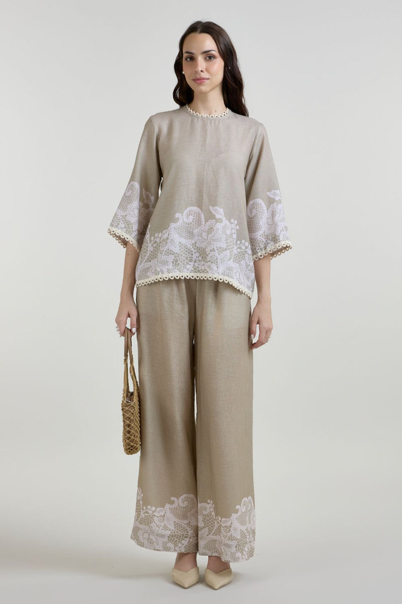 Lucy Tunic Set linen co-ord set by SOBARIKO in khaki for women in Singapore