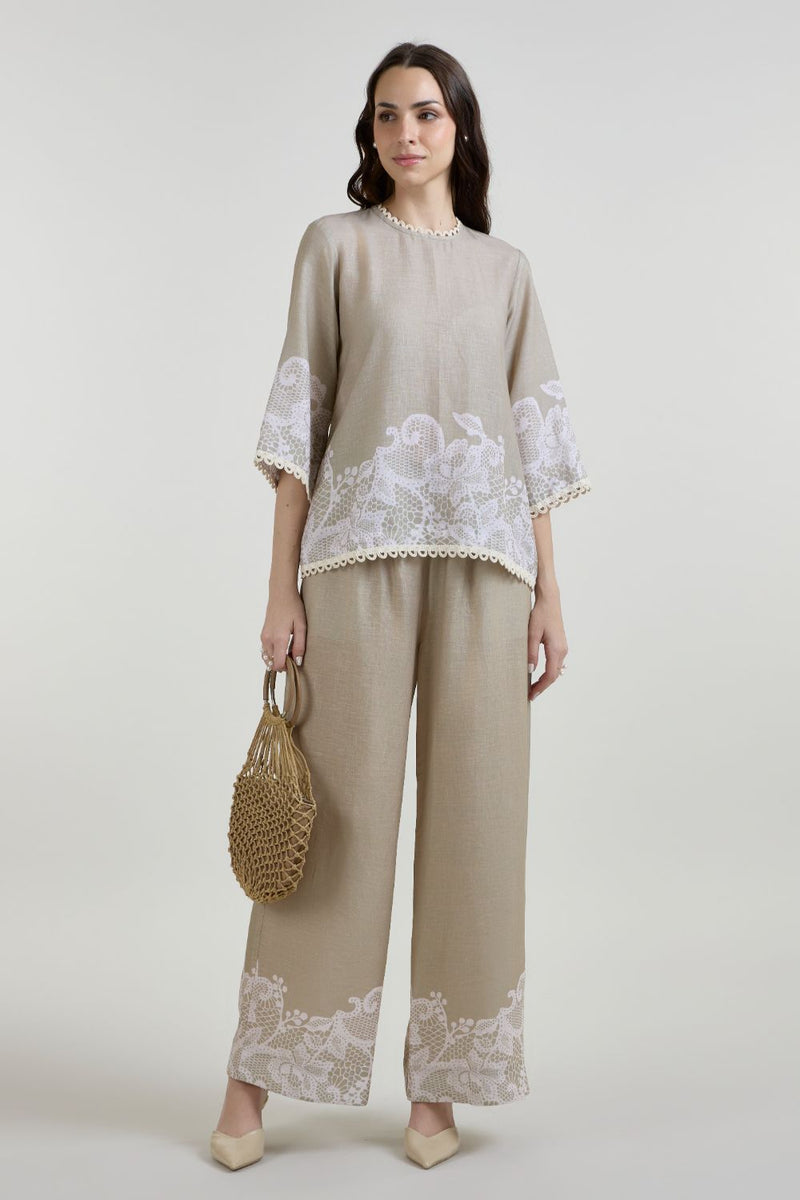 Lucy Tunic Set linen co-ord set by SOBARIKO in khaki for women in Singapore