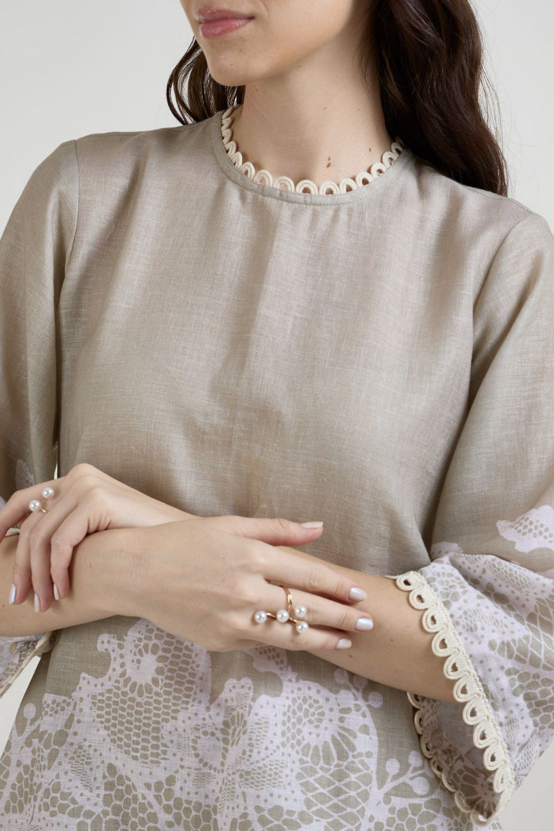 Lucy Tunic Set linen co-ord set by SOBARIKO in khaki for women in Singapore