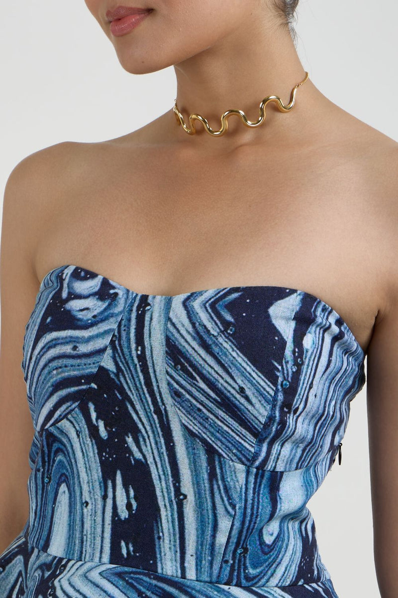 Marbela Peplum set linen co-ord set by SOBARIKO in blue for women in Singapore