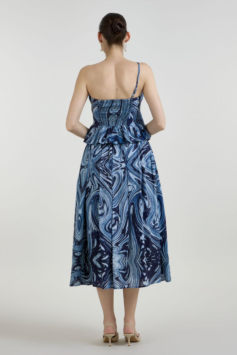 Marbela Fanfare Set linen co-ord set by SOBARIKO in blue for women in Singapore