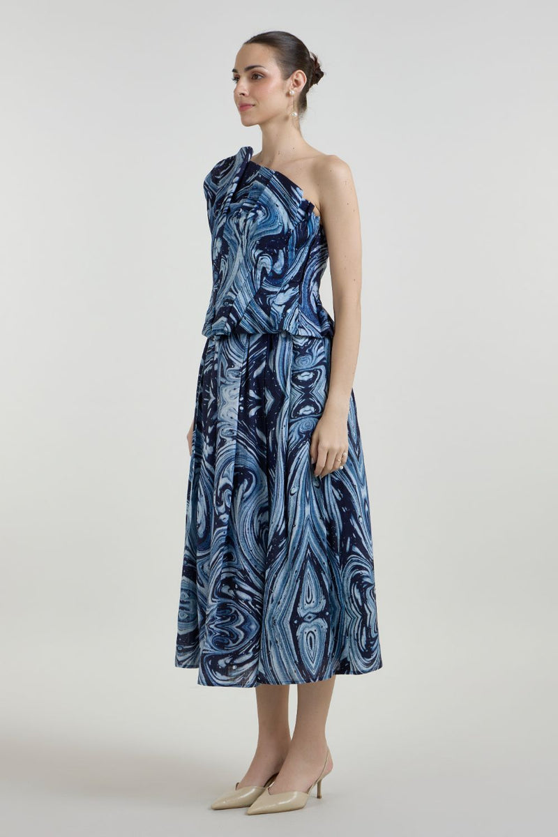 Marbela Fanfare Set linen co-ord set by SOBARIKO in blue for women in Singapore