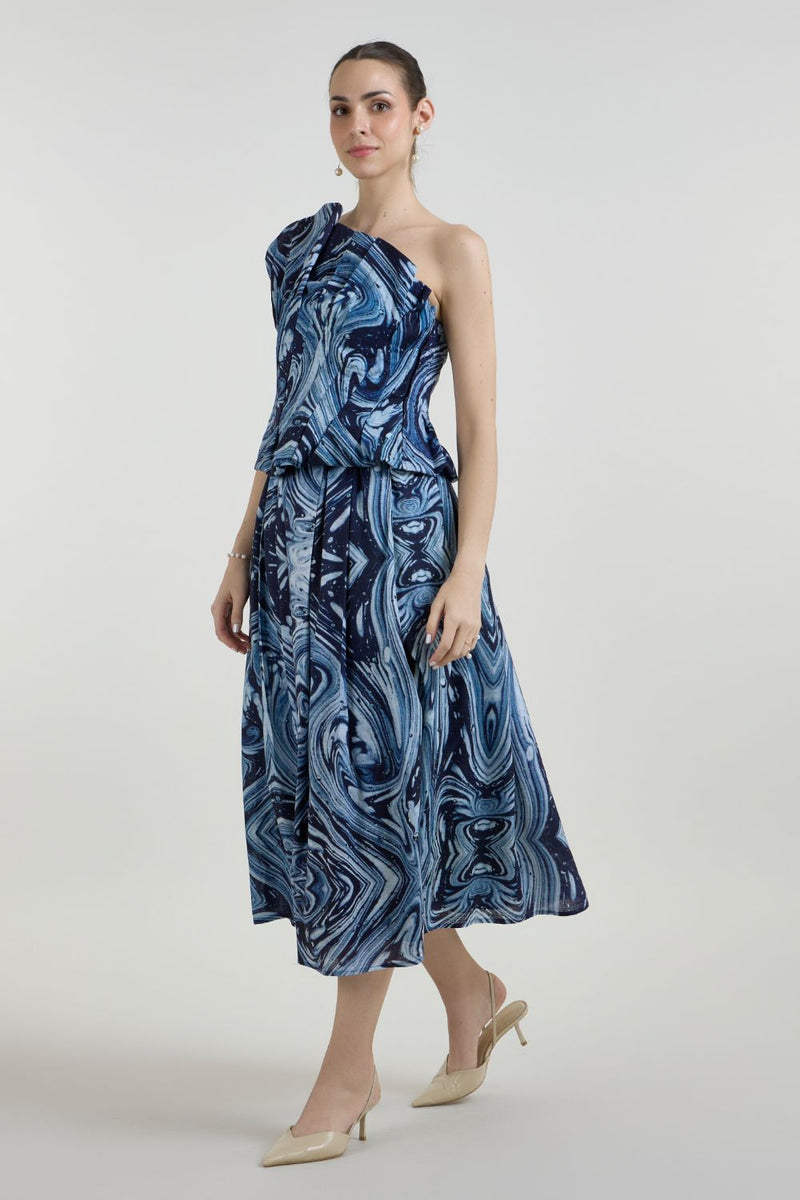 Marbela Fanfare Set linen co-ord set by SOBARIKO in blue for women in Singapore
