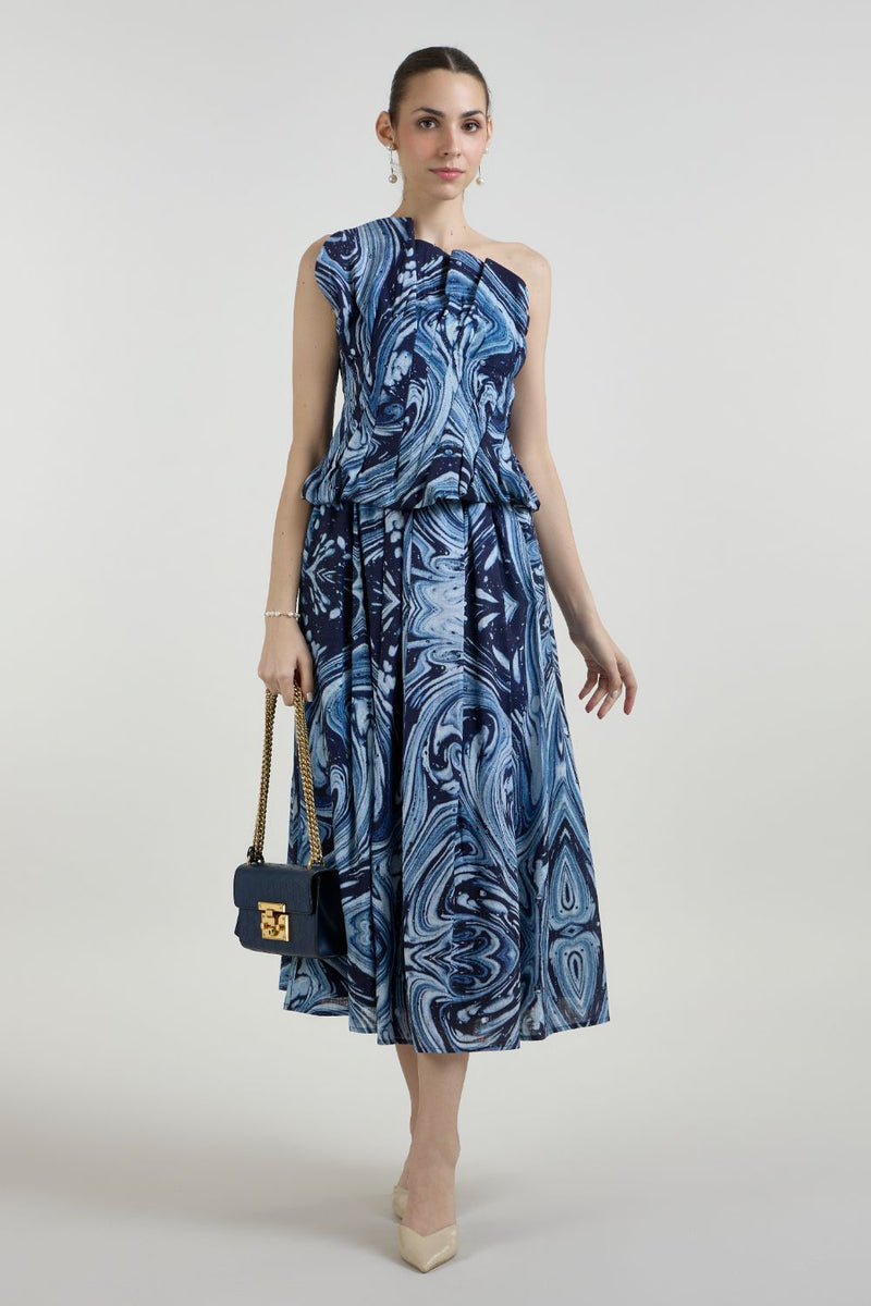 Marbela Fanfare Set linen co-ord set by SOBARIKO in blue for women in Singapore