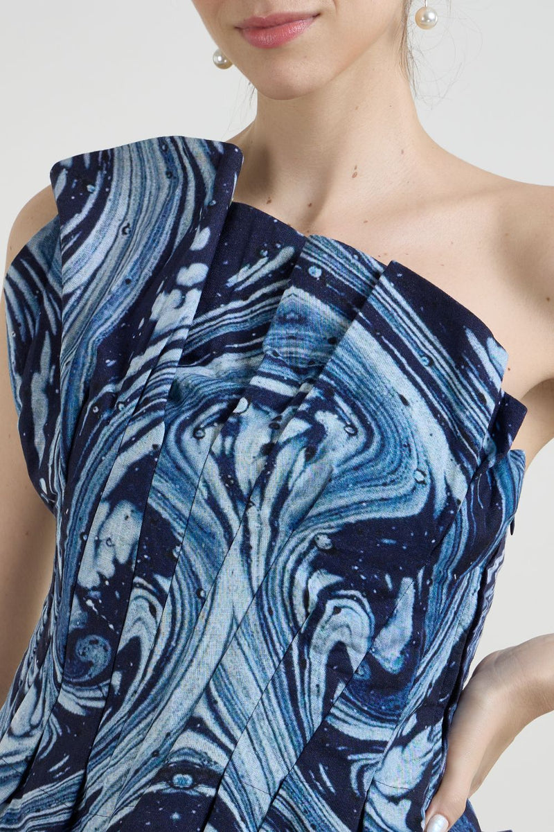 Marbela Fanfare Set linen co-ord set by SOBARIKO in blue for women in Singapore