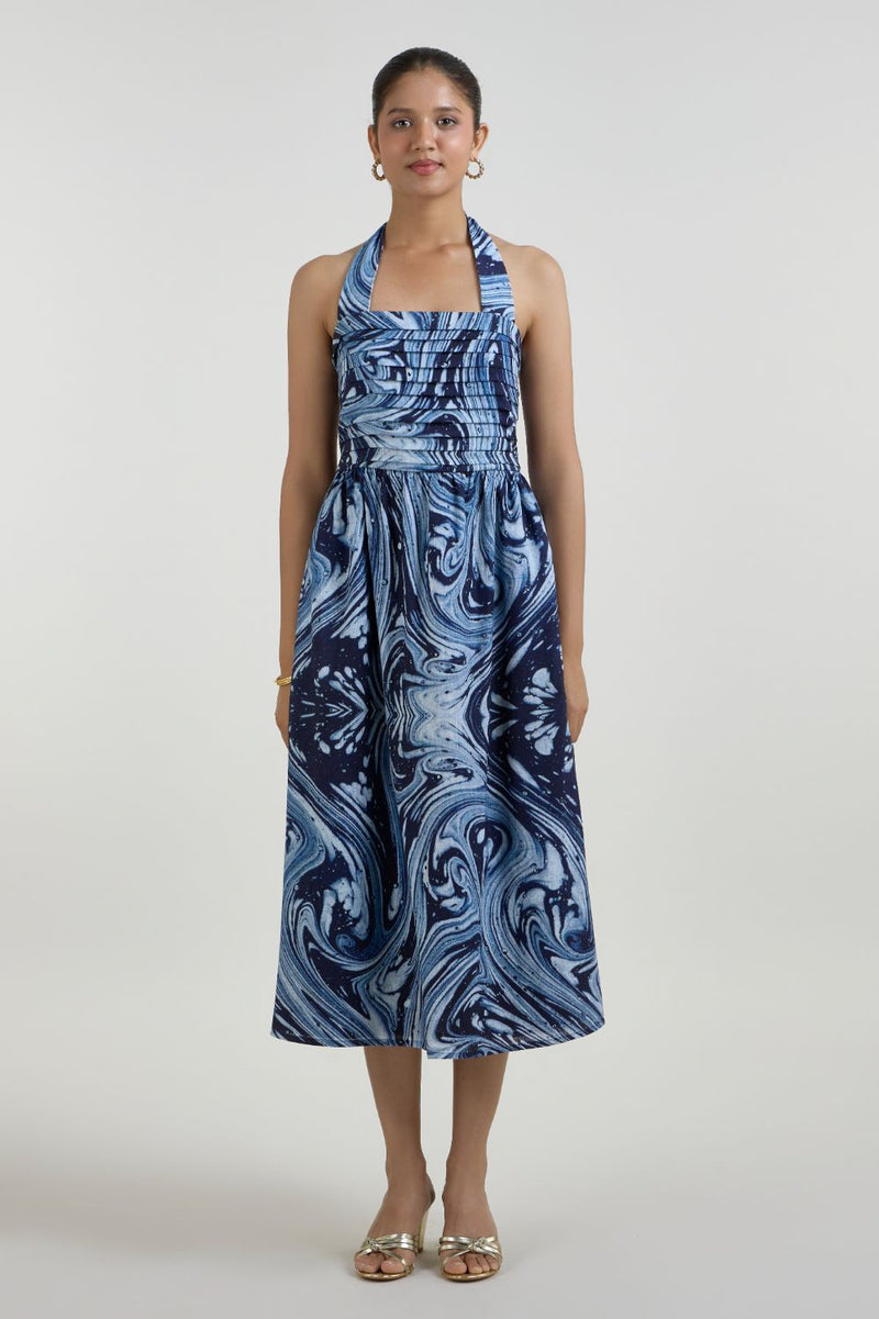 Marbela Halter dress linen dress by SOBARIKO for women in Singapore