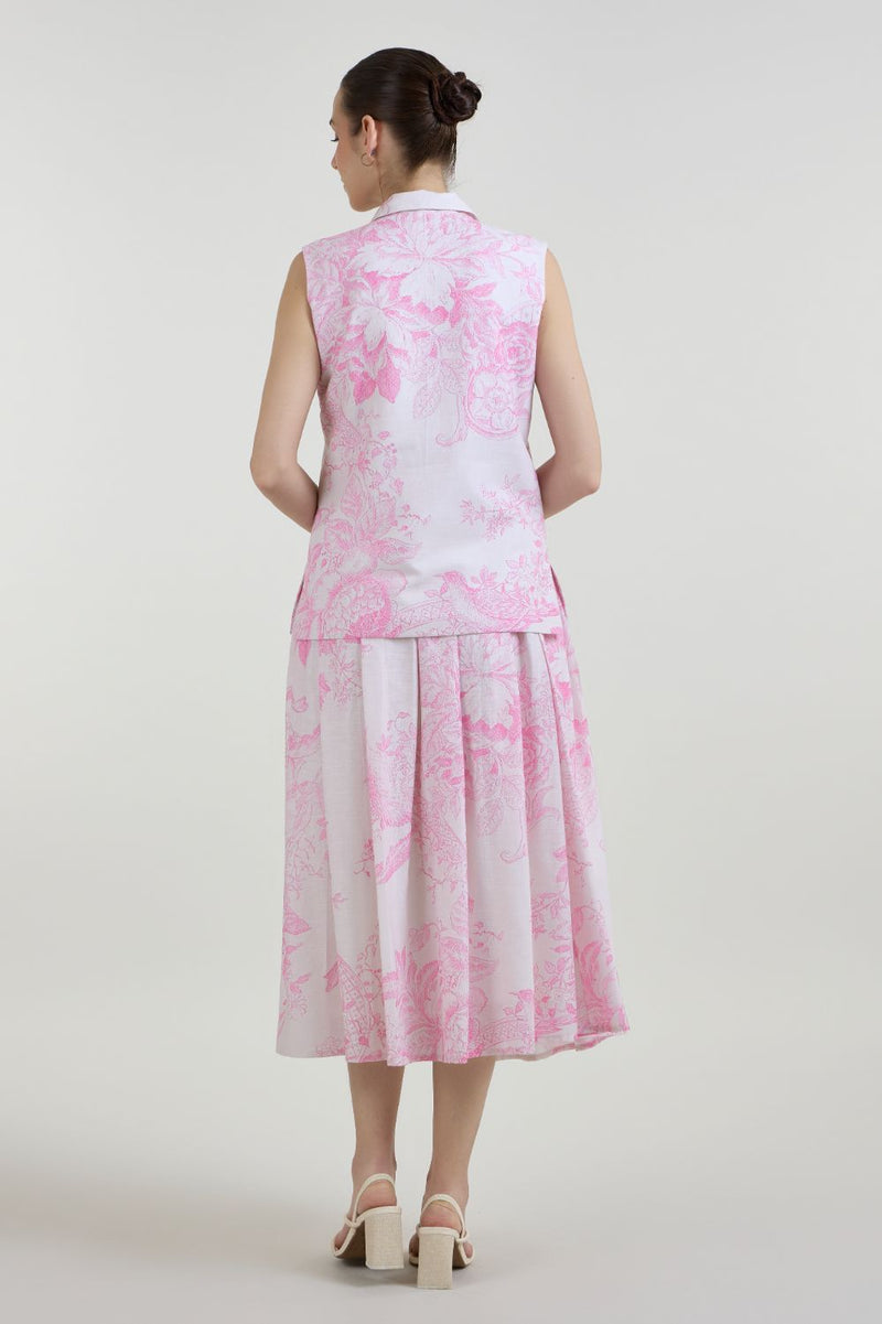 Rosia Blazer Skirt Set linen co-ord set by SOBARIKO in pink for women in Singapore