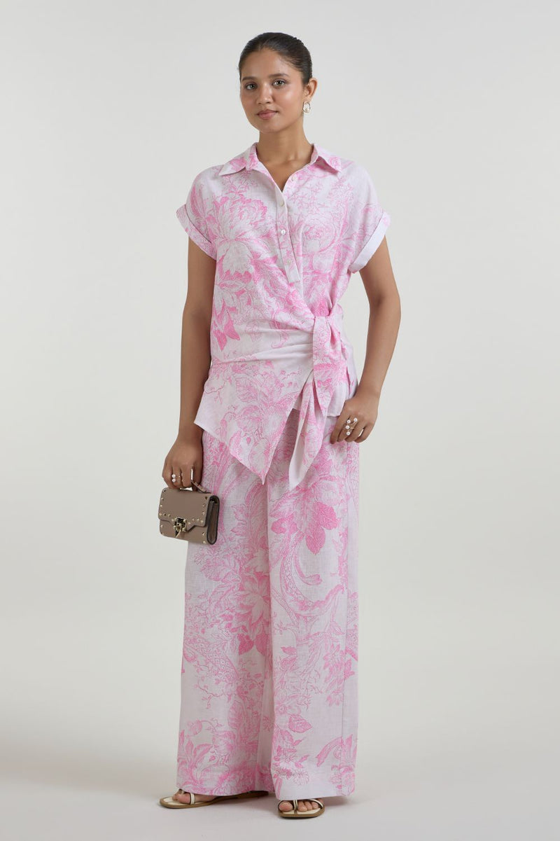 Rosia Twist Co-ord linen co-ord set by SOBARIKO in pink for women in Singapore
