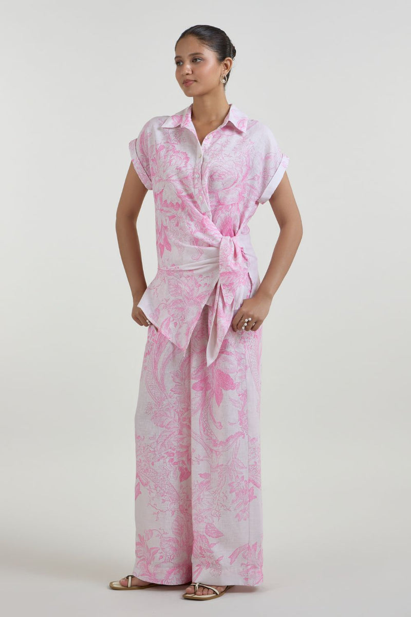 Rosia Twist Co-ord linen co-ord set by SOBARIKO in pink for women in Singapore