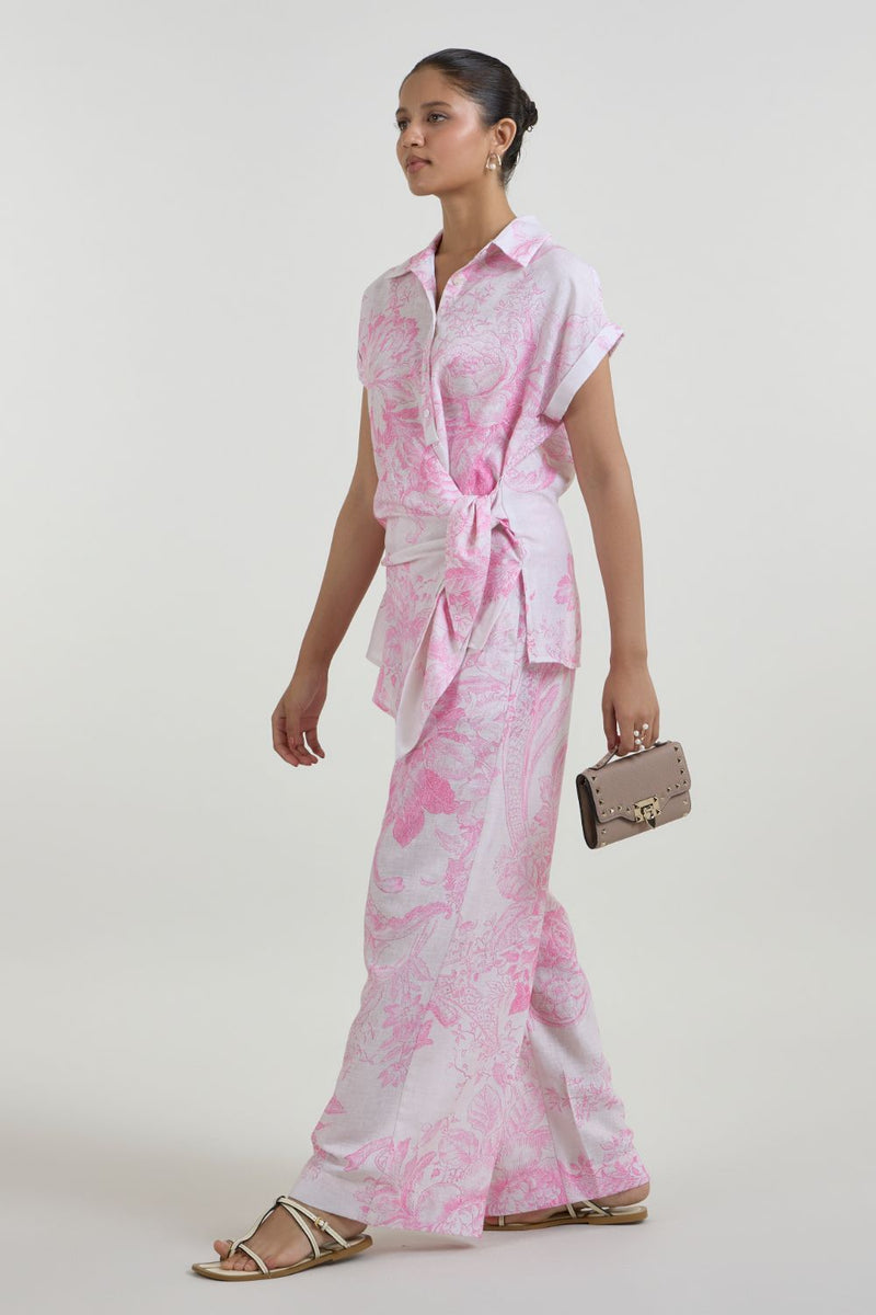 Rosia Twist Co-ord linen co-ord set by SOBARIKO in pink for women in Singapore