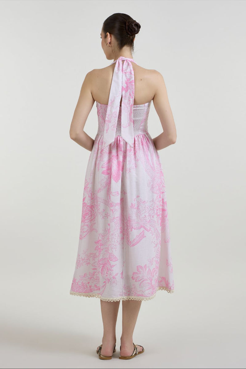 Rosia Halter Dress linen dress by SOBARIKO for women in Singapore