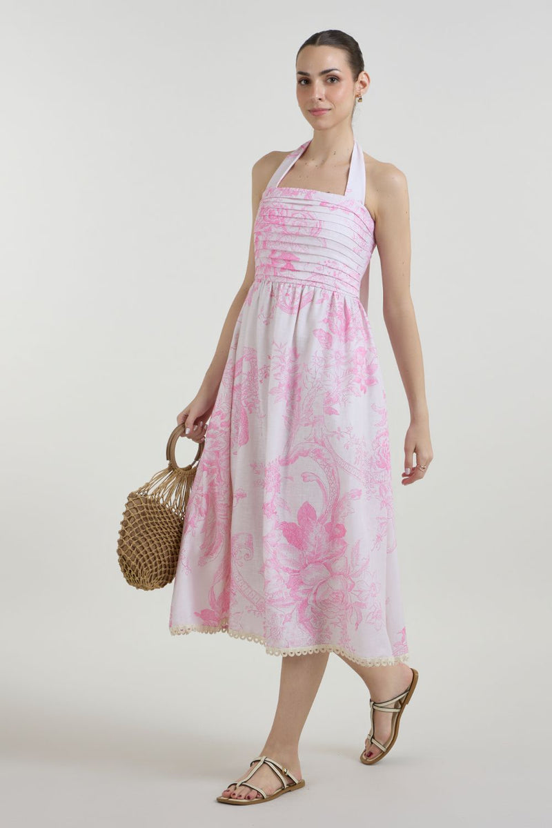 Rosia Halter Dress linen dress by SOBARIKO for women in Singapore