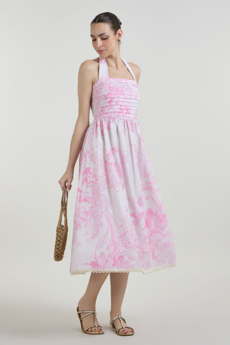Rosia Halter Dress linen dress by SOBARIKO for women in Singapore