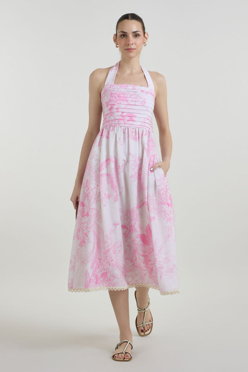 Rosia Halter Dress linen dress by SOBARIKO for women in Singapore
