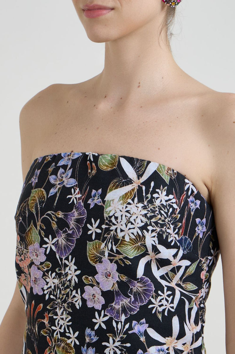 Eliza Strapless Dress linen dress by SOBARIKO for women in Singapore