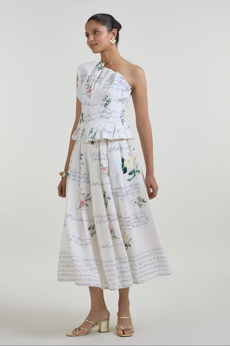 Poetry Fanfare Set linen co-ord set by SOBARIKO in ivory for women in Singapore