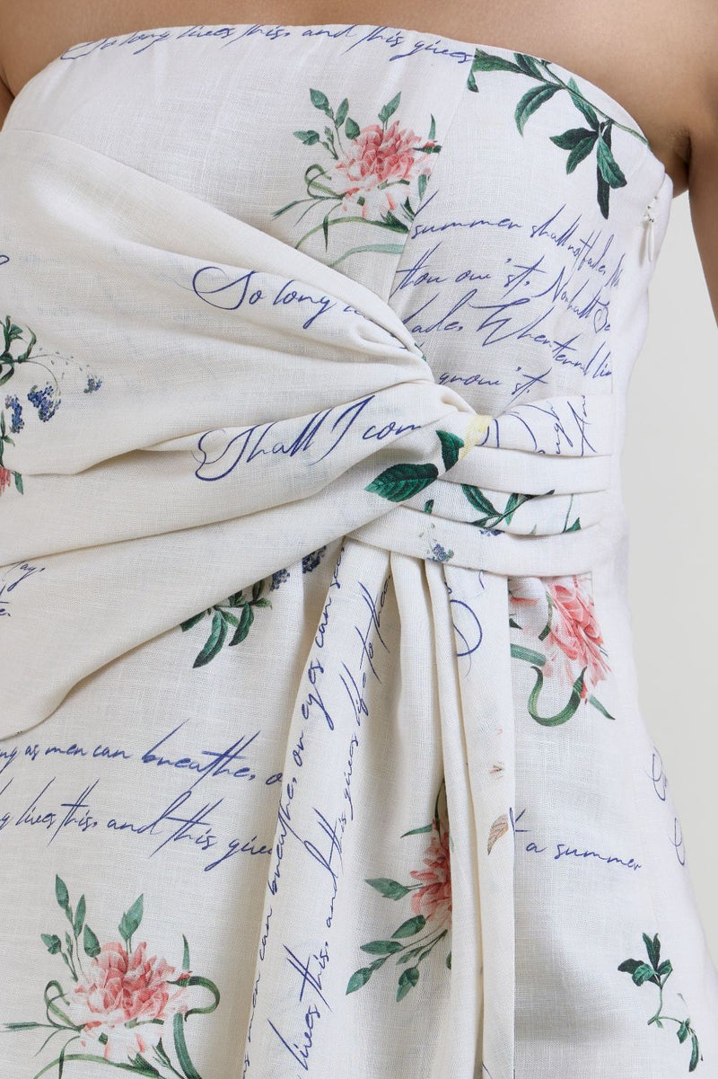 Poetry strapless set linen co-ord set by SOBARIKO in ivory for women in Singapore