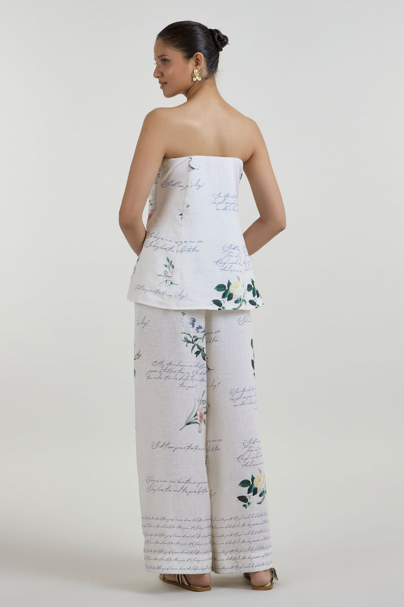 Poetry strapless set linen co-ord set by SOBARIKO in ivory for women in Singapore