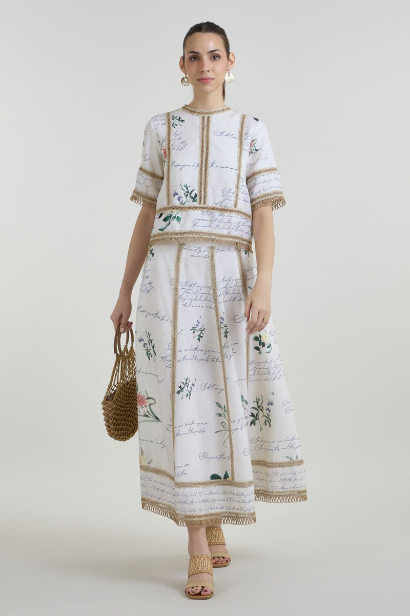 Poetry Raafia skirt set linen co-ord set by SOBARIKO in ivory for women in Singapore