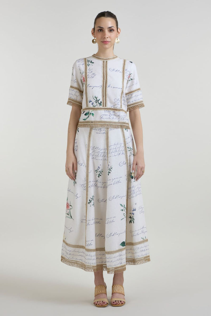 Poetry Raafia skirt set linen co-ord set by SOBARIKO in ivory for women in Singapore