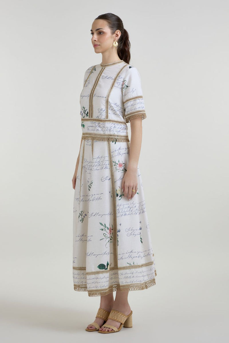 Poetry Raafia skirt set linen co-ord set by SOBARIKO in ivory for women in Singapore