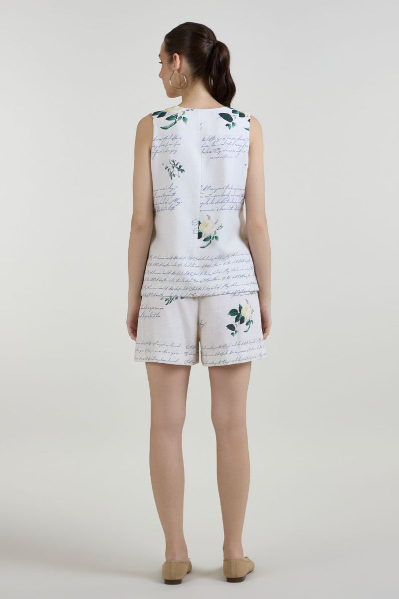 Poetry Blazer shorts Set linen co-ord set by SOBARIKO in ivory for women in Singapore