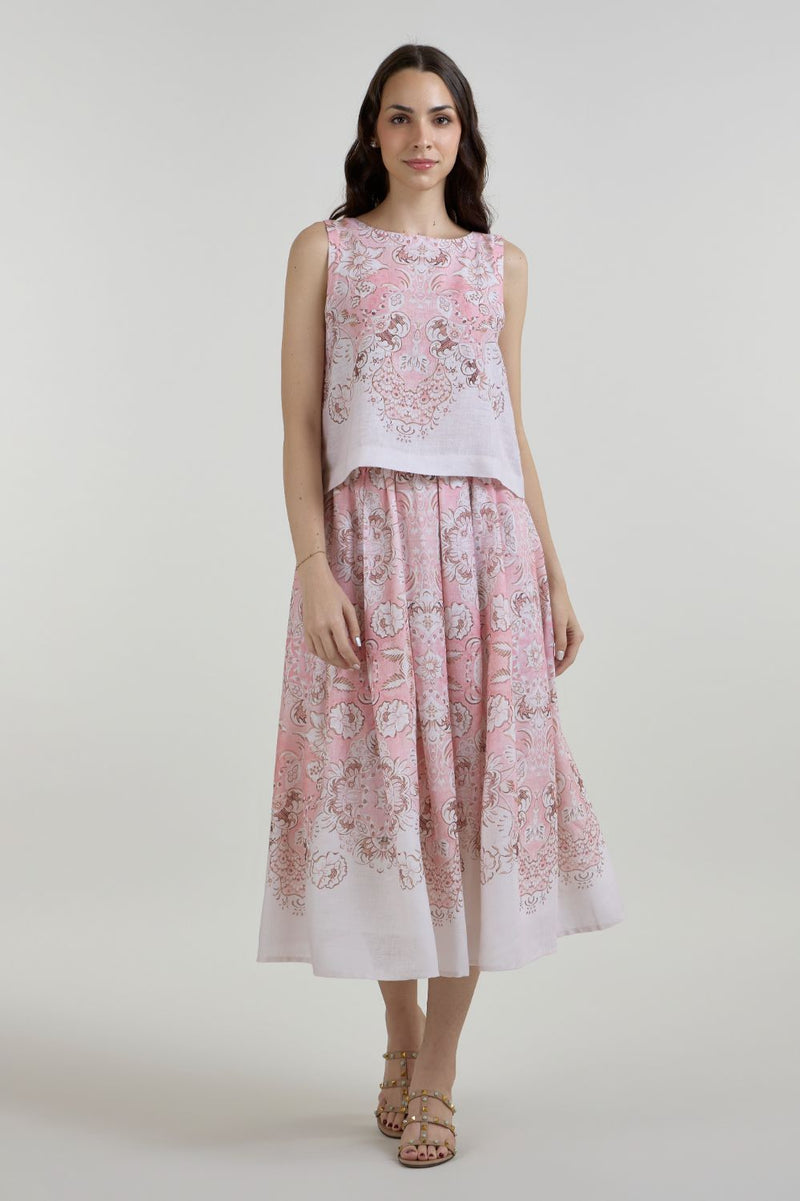 Anna Skirt Set linen co-ord set by SOBARIKO in pink for women in Singapore