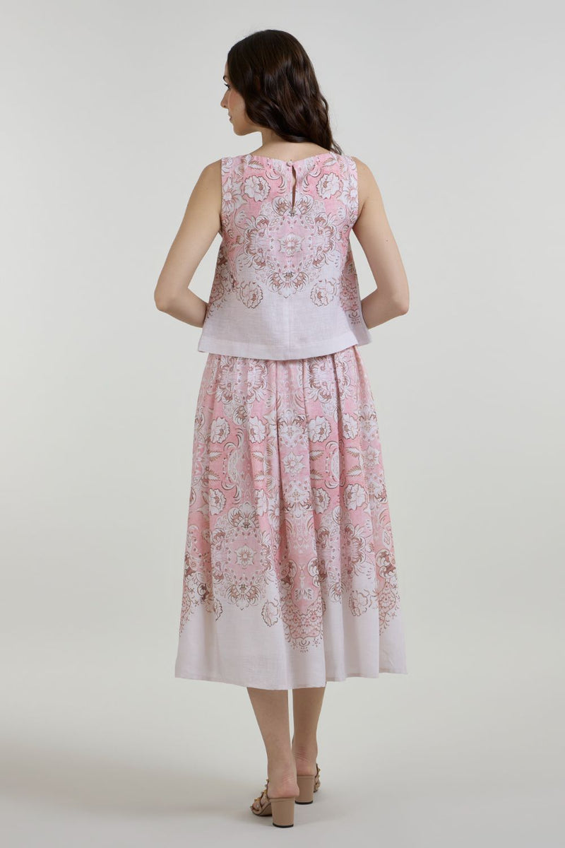 Anna Skirt Set linen co-ord set by SOBARIKO in pink for women in Singapore