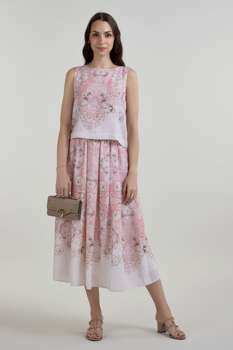 Anna Skirt Set linen co-ord set by SOBARIKO in pink for women in Singapore