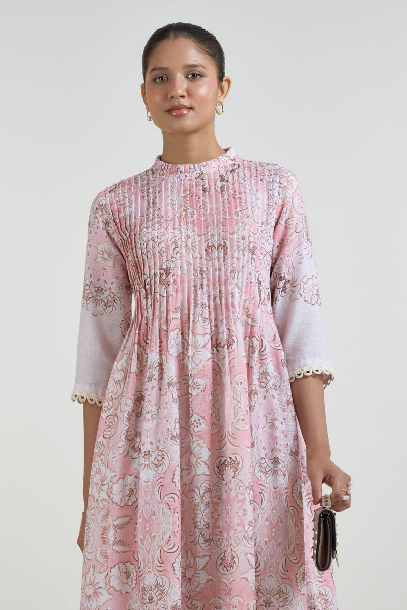Anna Pleated dress linen dress by SOBARIKO for women in Singapore