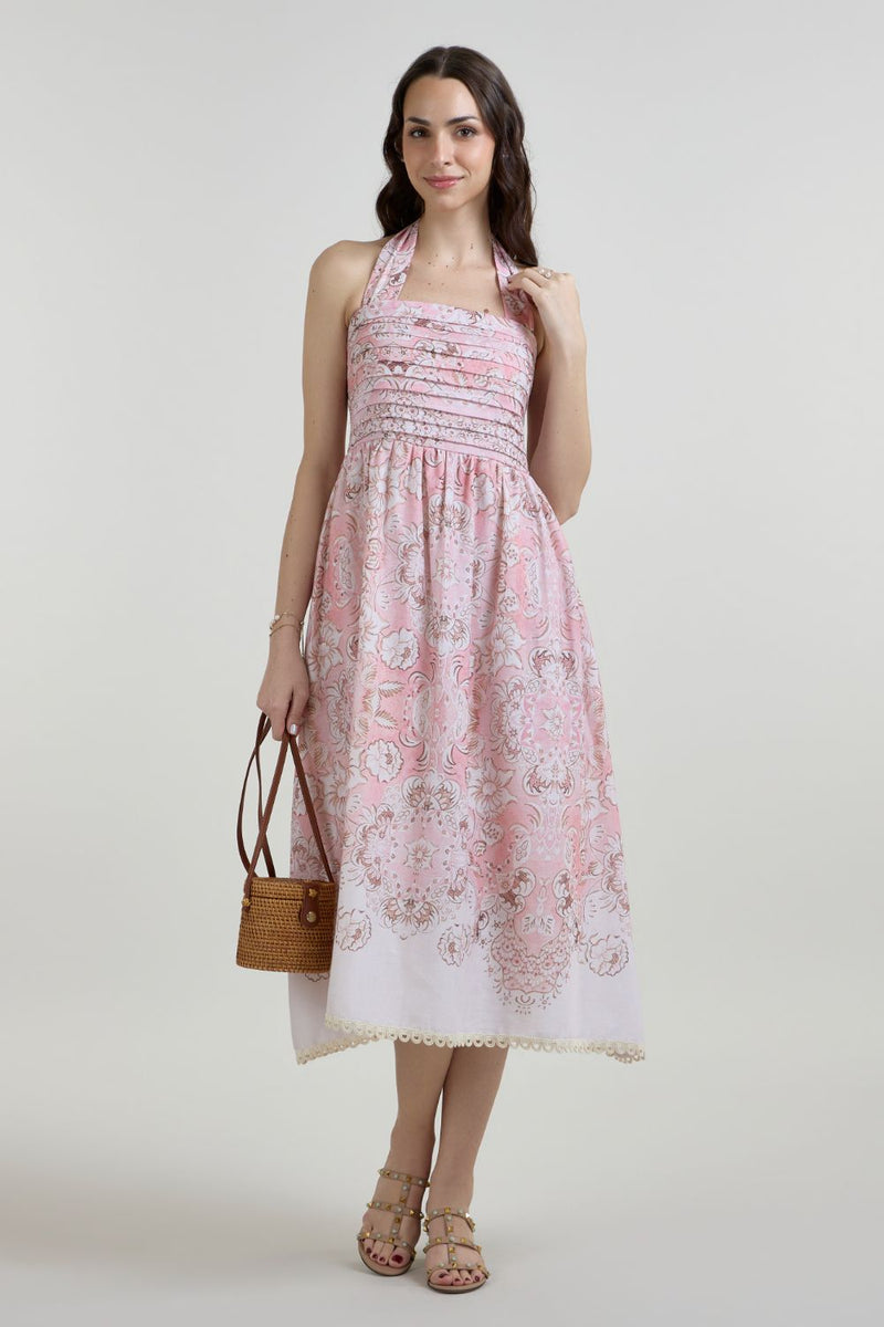 Anna Halter dress linen dress by SOBARIKO for women in Singapore