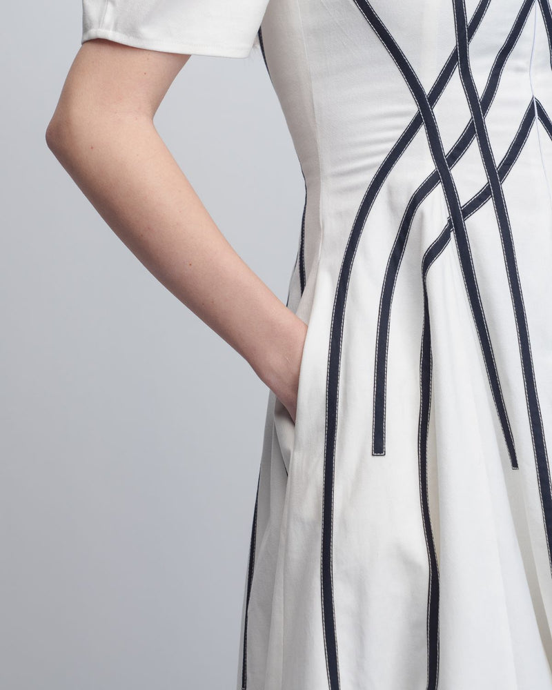 Spirale Dress - White + Black cotton Buy Spirale Dress - White + Black from C&W | Dresses for Women by Leh Studios in black color for women in Singapore