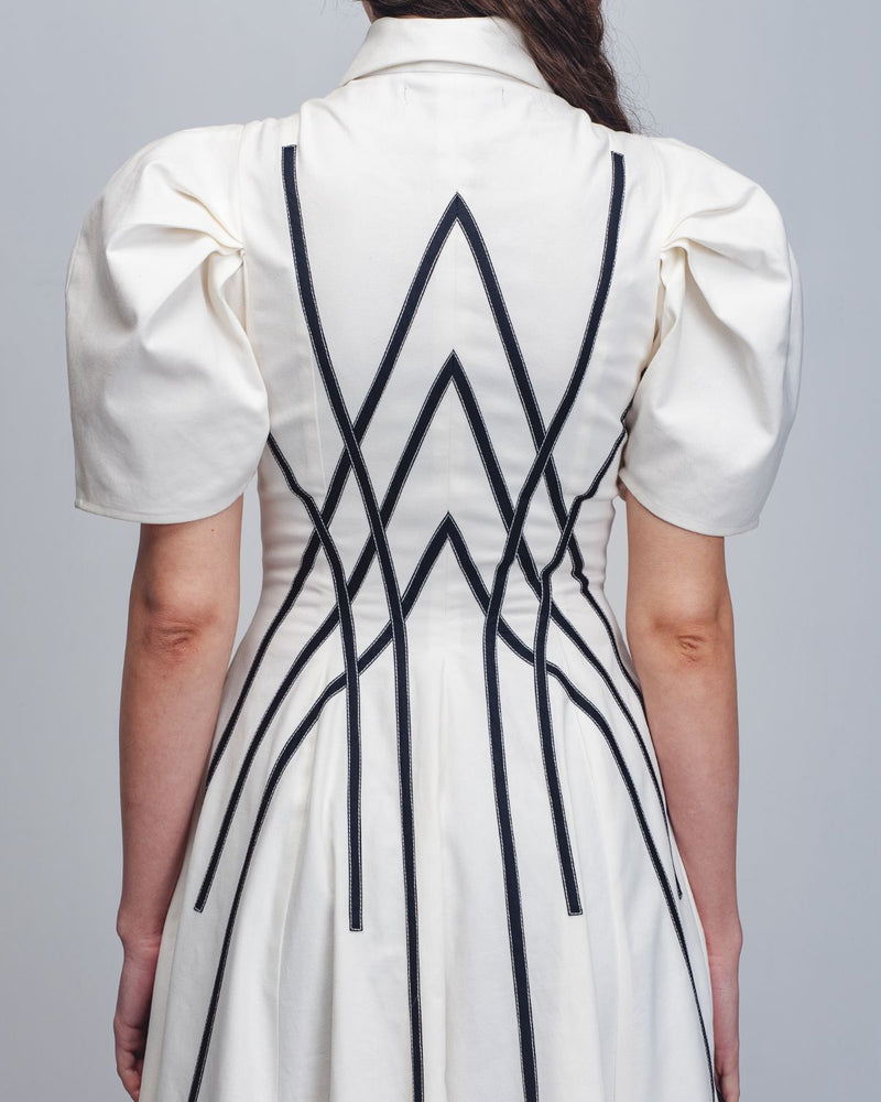 Spirale Dress - White + Black cotton Buy Spirale Dress - White + Black from C&W | Dresses for Women by Leh Studios in black color for women in Singapore