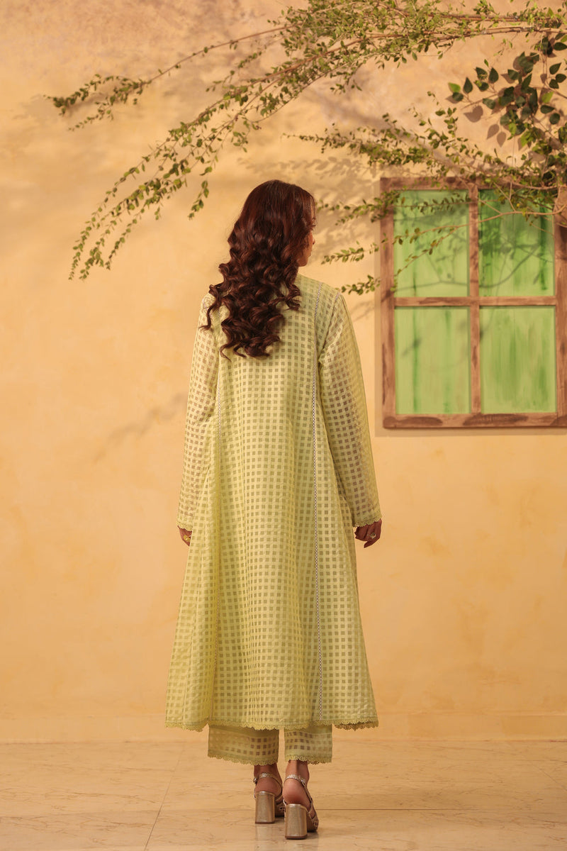 Vaayu Green Panelled Kalidar Set silk chanderi , silk tencel kurta/kurta set by Niti Bothra in green for women in Singapore