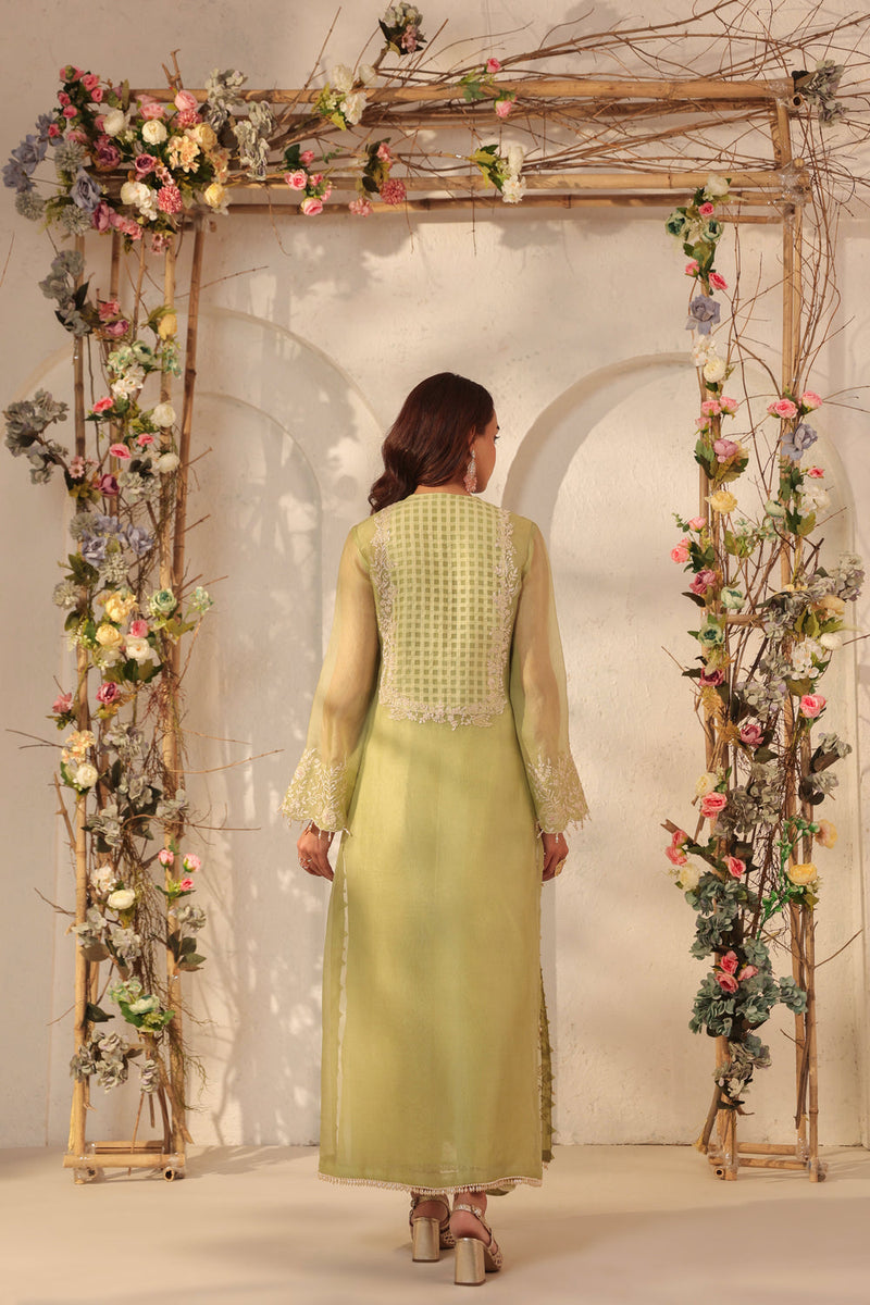 Vaayu Green Heavy Jaal Kurta Set organza , silk tencel kurta/kurta set by Niti Bothra in green for women in Singapore