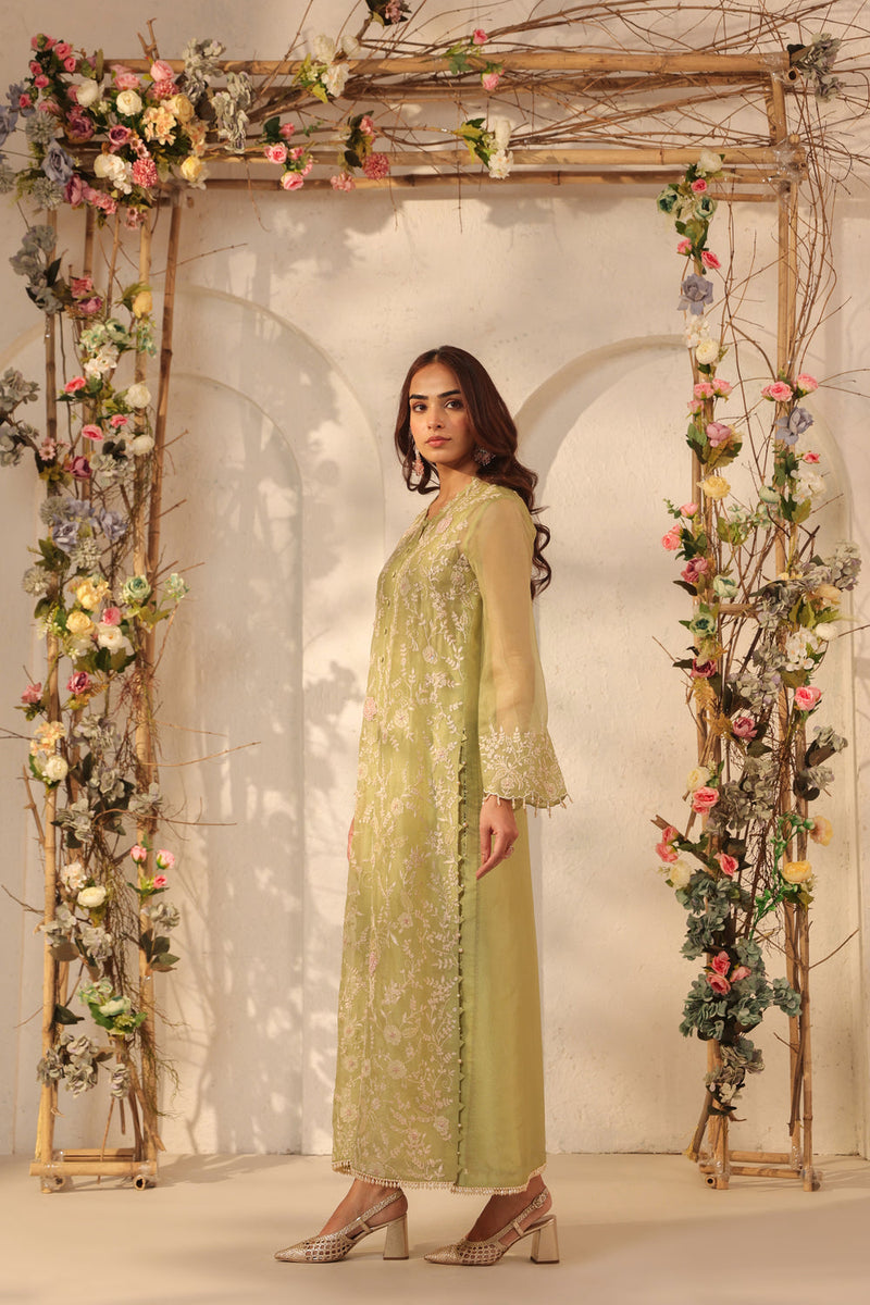 Vaayu Green Heavy Jaal Kurta Set organza , silk tencel kurta/kurta set by Niti Bothra in green for women in Singapore