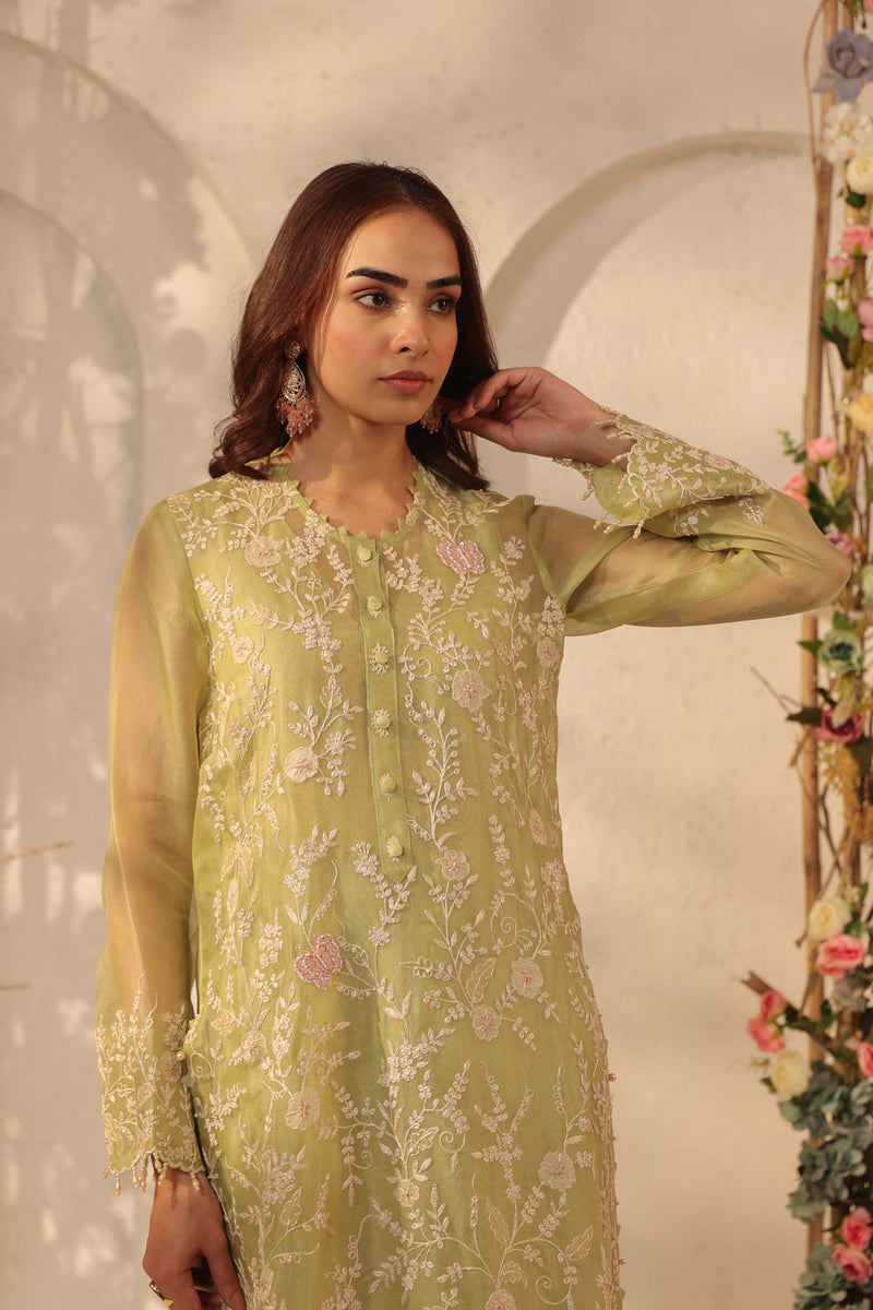Vaayu Green Heavy Jaal Kurta Set organza , silk tencel kurta/kurta set by Niti Bothra in green for women in Singapore