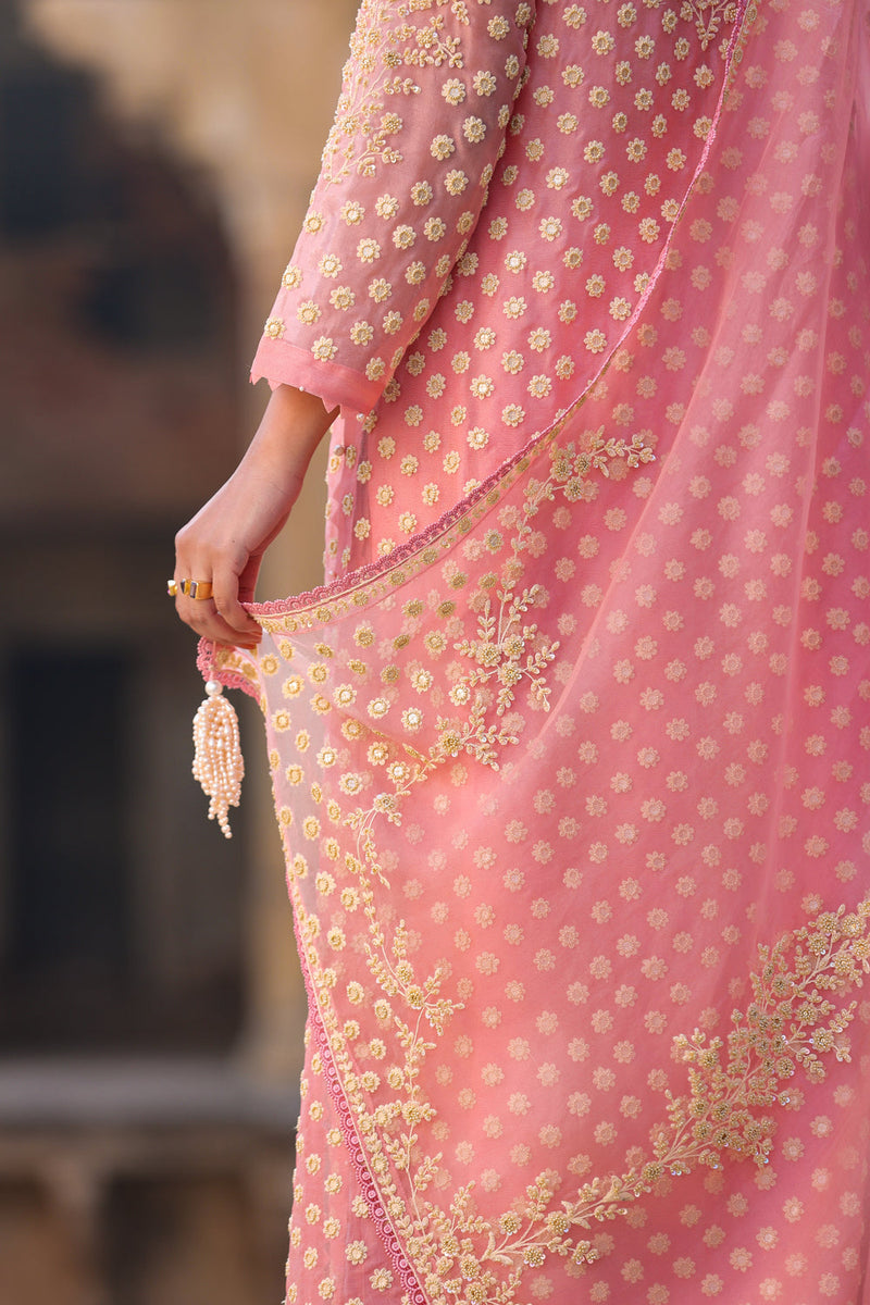 Vaayu Pink Buti Kurta Set organza , silk tencel kurta/kurta set by Niti Bothra in pink for women in Singapore