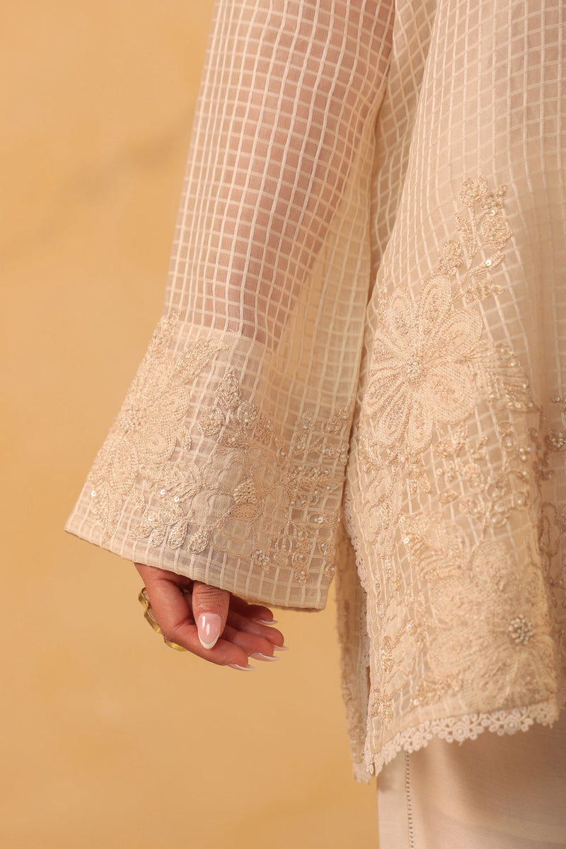 Vaayu Ivory Heavy Applique Co-Ord Set silk chanderi , silk tencel kurta/kurta set by Niti Bothra in ivory for women in Singapore