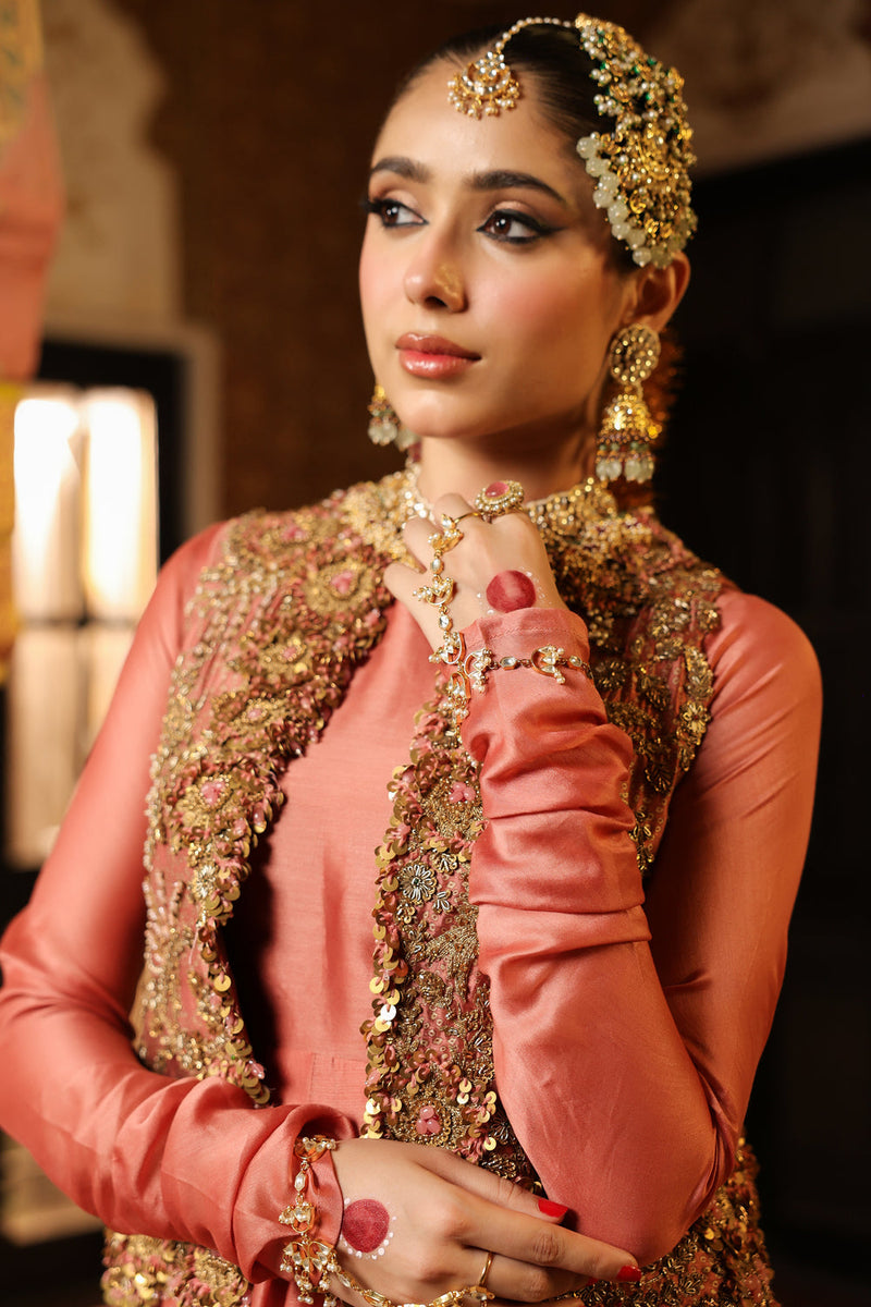 Ahista Rose Pink Jacket Kalidaar Set silk chanderi, organza, tencel kurta/kurta set by Niti Bothra in rose pink for women in Singapore