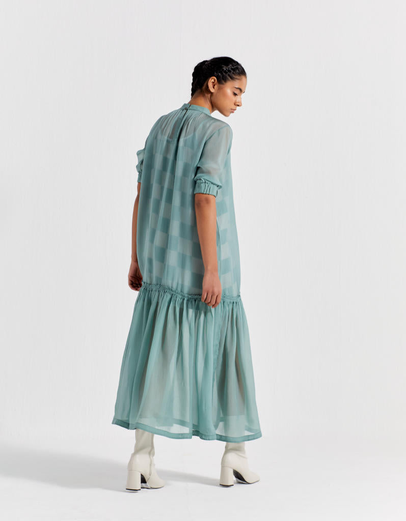 SHEER BOTTOM FRILL DRESS - DRESS: JADE
SLIP: JADE CHECK organza by THREE in green color for women in Singapore